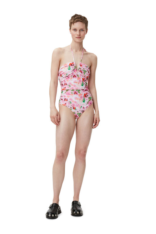 Sugar Plum Printed V-string Swimsuit | GANNI