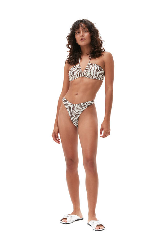 Recycled Printed Lowrise Wave Bikini Briefs | GANNI