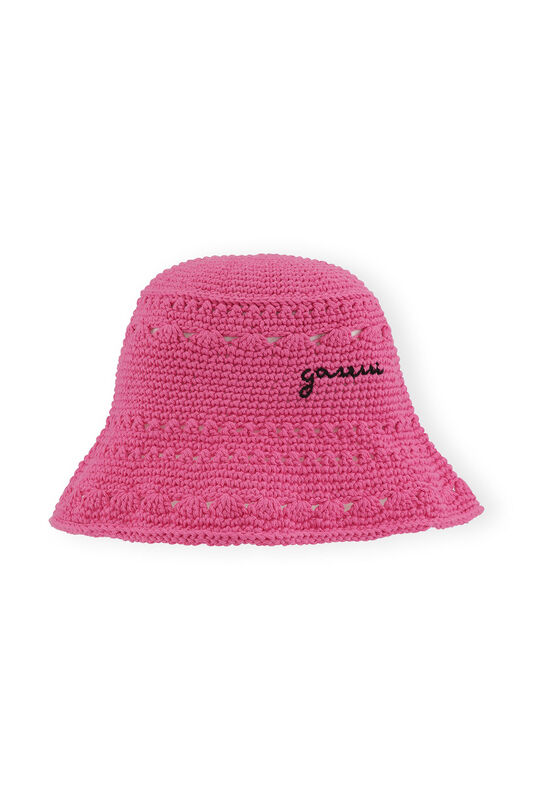 Shocking Pink Crochet Bucket Hat | GANNI