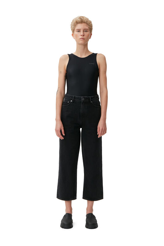 Washed Black/Black Rigid Denim Misy Cropped | GANNI