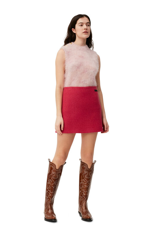 Fiery Red Wool Mini Skirt | GANNI