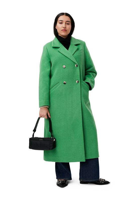 Kelly Green Wool Coat | GANNI