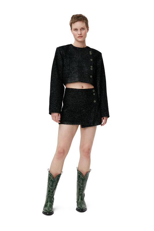 Black Sparkle Cropped Blazer | GANNI