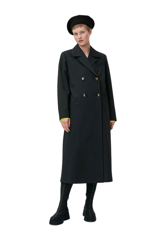 Black Stretch Stripe Coat | GANNI