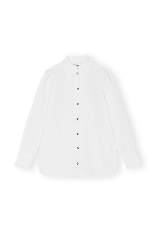 Bright White Cotton Poplin Ruffle Shirt | GANNI