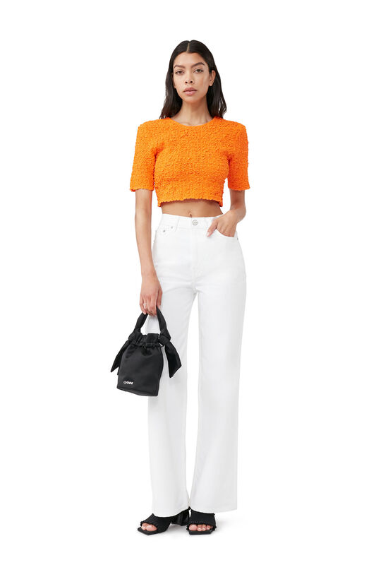 Orange Cotton Poplin Cropped Smock Top | GANNI