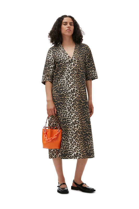 Leopard Wide Midi Dress | GANNI