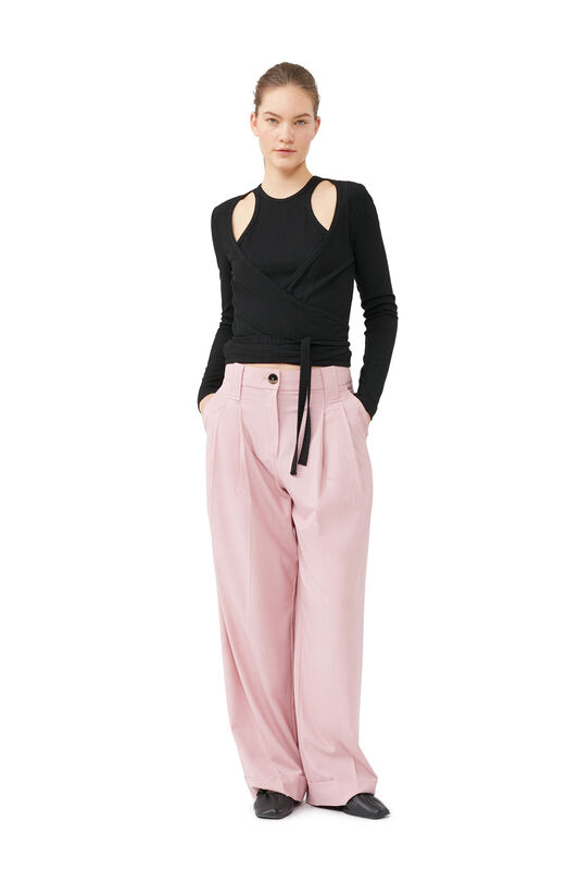 Drapey Melange Pleat Pants | GANNI