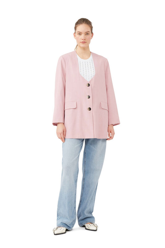 Oversized Drapey Melange Blazer | GANNI