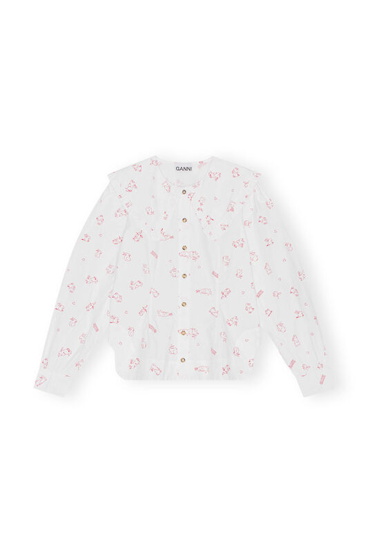 Printed Cotton Frill Collar Shirt | GANNI