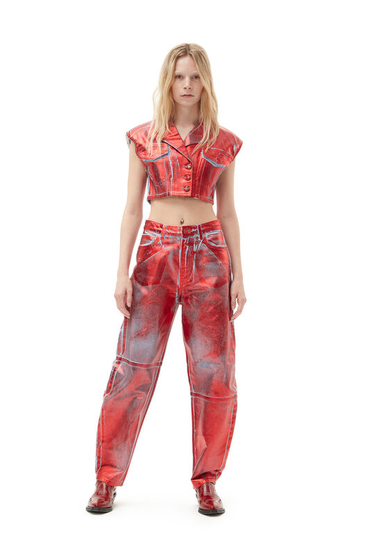 Red Foil Denim Vest | GANNI