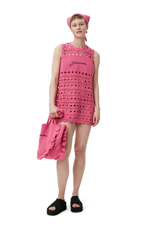 Shocking Pink Crochet Tunic | GANNI