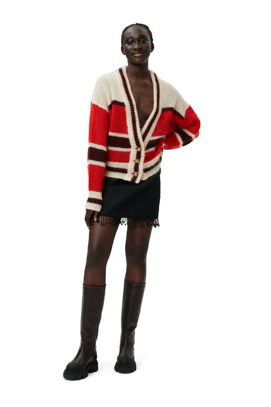 Fiery Red Mohair Cardigan | GANNI