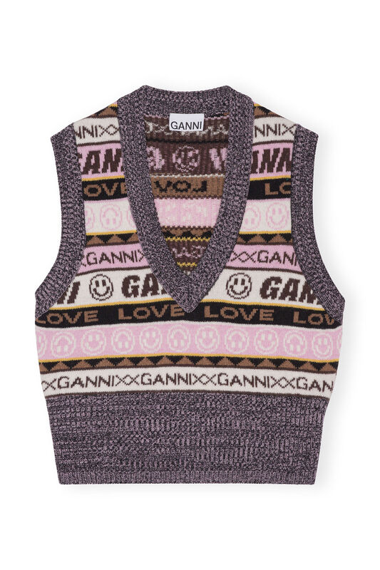 Petrified Oak Graphic V-neck Vest | GANNI