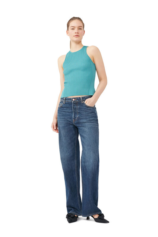 Blue Sleeveless Melange Top | GANNI