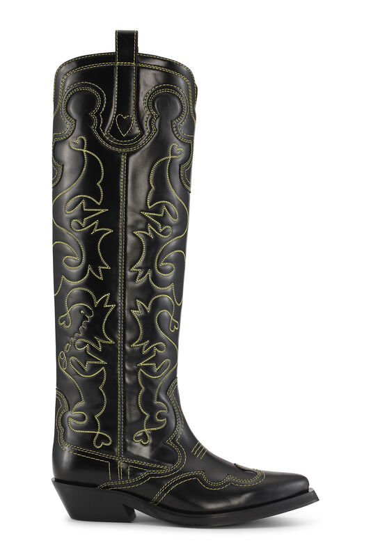 Tiger's Eye Knee High Embroidered Western Boots | GANNI