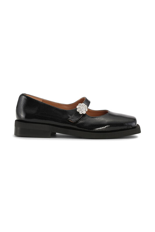 Black Wide Welt Mary Jane Ballerinas | GANNI