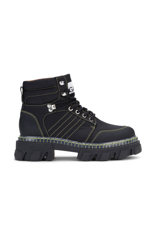 Black Cleated Lace Up Hiking Boots | GANNI