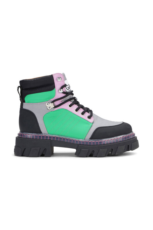 Kelly Green Cleated Lace Up Hiking Boots | GANNI