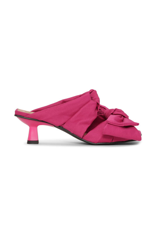 Pink Soft Kitten Heel Bow Mules | GANNI