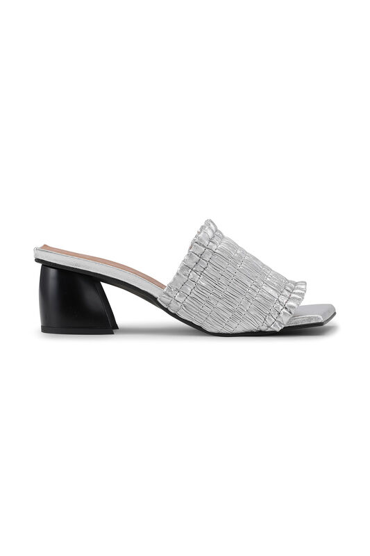 Silver Smock Kitten Heel Mules | GANNI