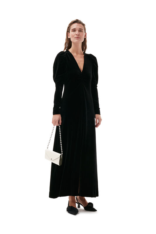 Black Long Velvet Dress | GANNI