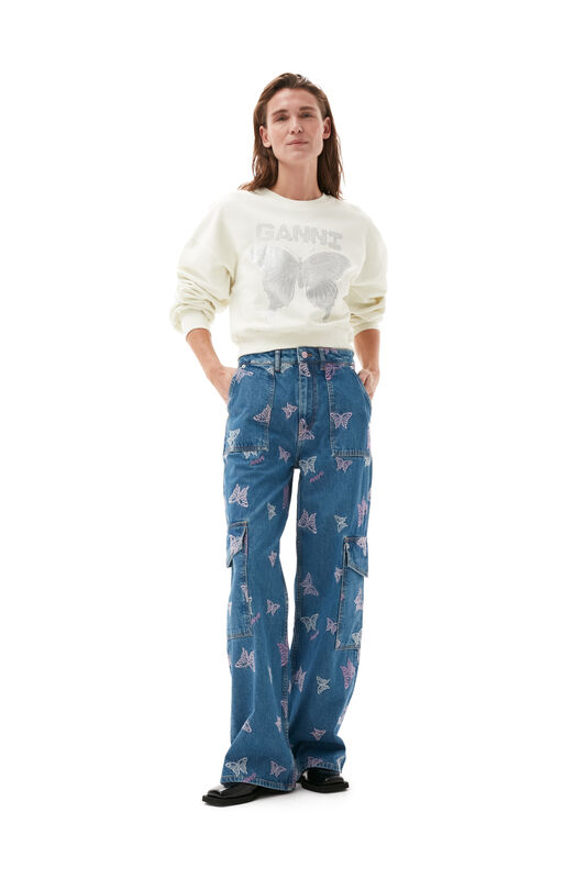 Egret White Butterfly Sweatshirt | GANNI